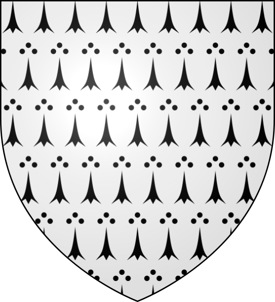 The coat of arms of Bretagne (Brittany), France. Its famous ermine dictate: Latin: Potius mori quam foedari / French: Plutôt la mort que la souillure / Breton: Kentoc'h mervel eget bezañ saotret 