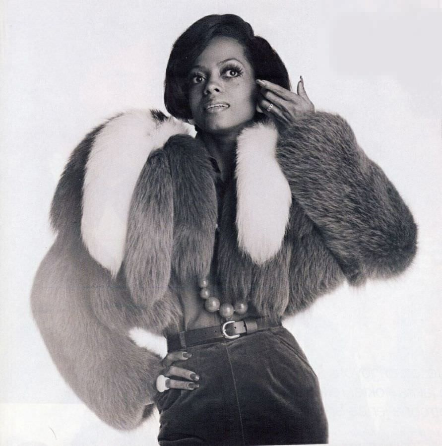 Diana Ross from her early days in a voluminous chubby jacket