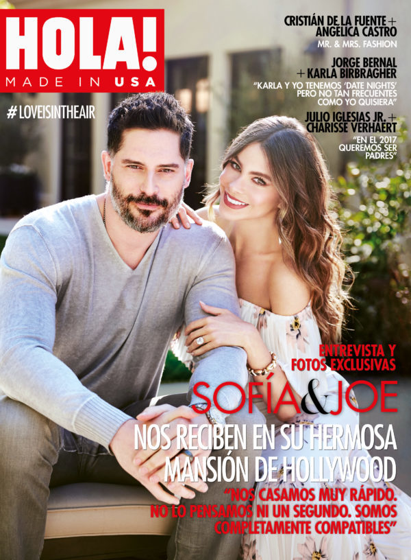 Sofia Vergara and husband Joe Mangenello on a joint magazine cover for HOLA! USA