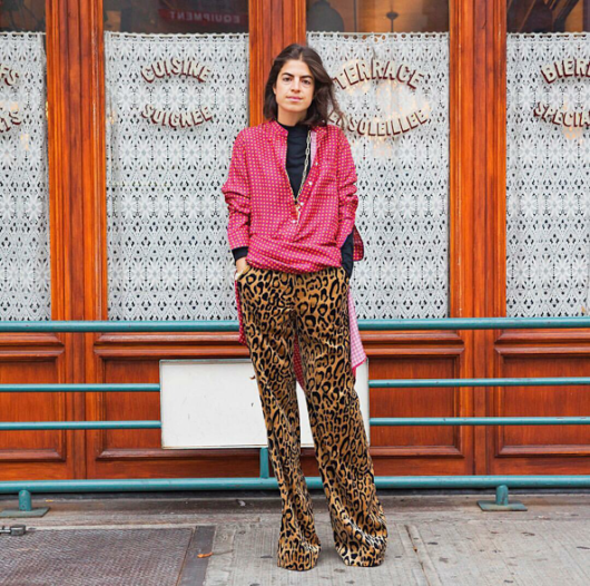 Blogger Streetstyle. Leandra Medine, of man Repeller, wears Dries van Noten leopard pants on November 10 2016