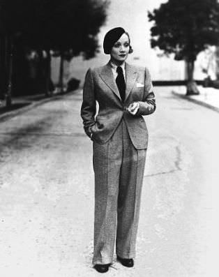 Marlene Dietrich wearing her trademark men's suit