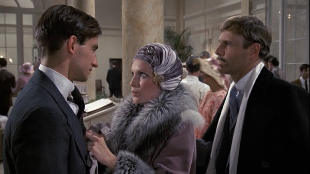 The original 1974 adaptation of F. Scott Fitzgerald's book The Great Gatsby starring Mia Farrow and Robert Redford furs on film