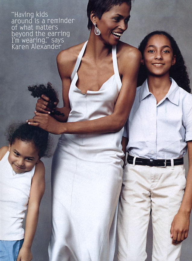 Karen Alexander with her daughters Zora and Ella in US Vogue - July 2002.